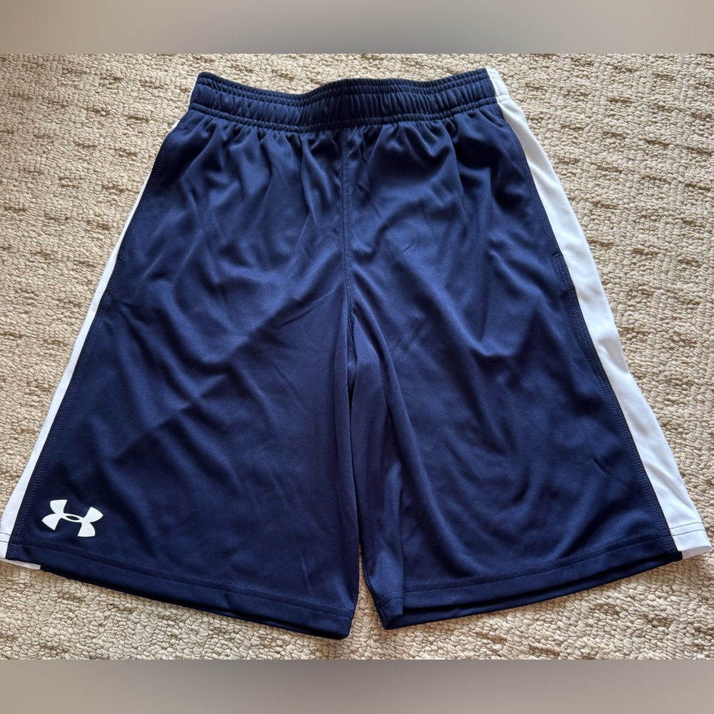 NWOT - Under Armour Boy’s Navy Blue & White Athletic Shorts